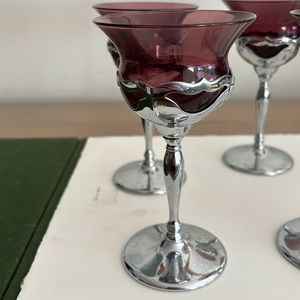 Six piece MCM set of amethyst cocktail glasses